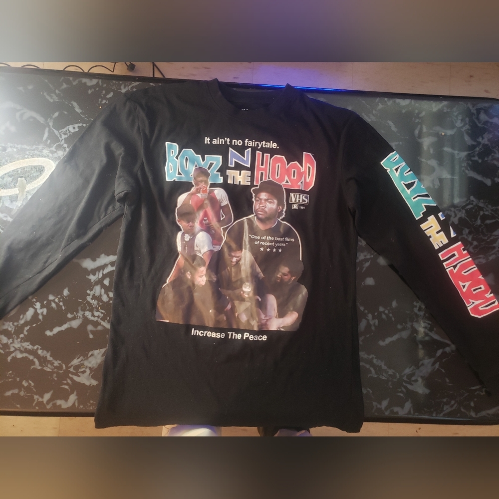 Mens Boys in The Hood Print Long Sleeve